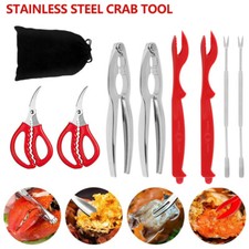 9PCS Seafood Tools Crab Crackers Nut Forks Set Opener Shellfish Lobster Leg AU