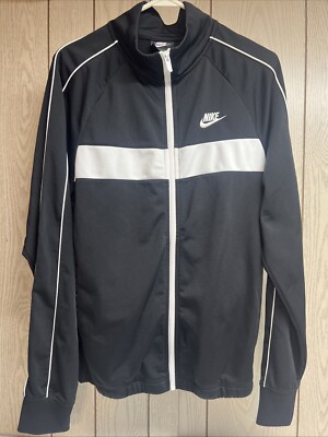 Nike Sportswear Full Zip Up Track Jacket Size Mens S Swoosh Black White EUC
