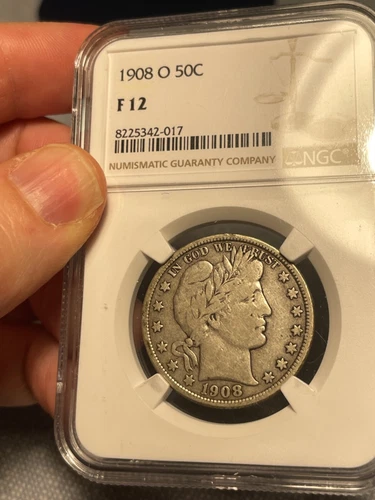 (#100792) Barber Half Dollar: 1908 O.   NGC fine 12