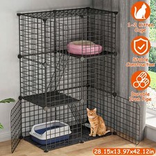 3Tiers Cat Playpen Cage Metal Indoor Cat House Detachable Kitten House Net Box