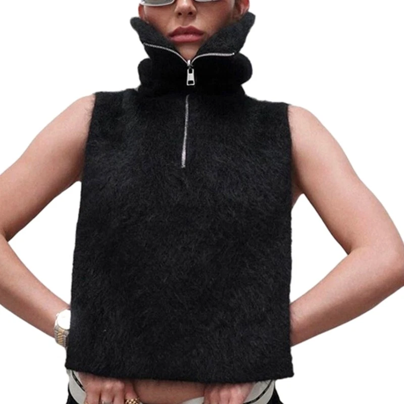 Women s Sleeveless Cardigan Vest Zipper Knit Sweater Vest Coat Jackets Waistcoat
