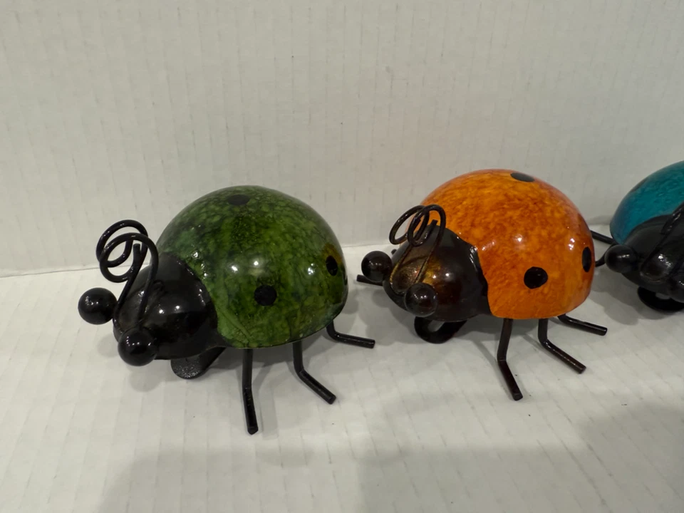 Set of  Ladybug Metal Art. Three Pieces. Wall Mount or Free Stand. Small - Image 3 of 4