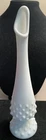 Vintage Fenton Swung Vase White 9" Milk Glass Hobnail Footed MCM Bud Vase
