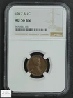 1917 S Lincoln Wheat Copper Cent 1C (Almost Uncirculated) NGC AU 50 BN