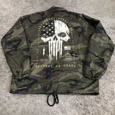 Howitzer Defiant Patriot Skull Camo Coach Jacket Men’s Size XL Army Softshell