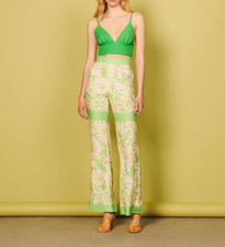 Sandro Paris Hose Grün Floral Gr. 36 S Damen...