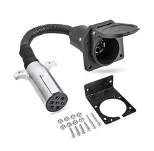 MECMO 7 Pole Round to 7 Way RV Blade Trailer Adapter Connector 7 Pin Round