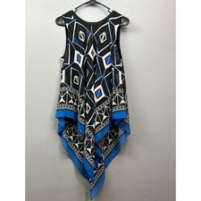 Vince Camuto Women's Sleeveless Abstract Diamond Print Handkerchief Top