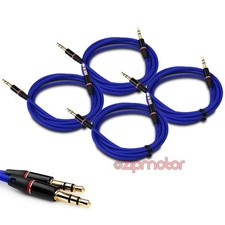 NEW 4X 4FT 3.5MM AUX M/M AUDIO CABLE BLUE FOR LG OPTIMUS G2 L9 HTC ONE MOTO X G