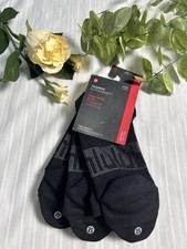 NWT 38 Lululemon Power Stride Tab Socks 3 Pack - Black - SizeXL
