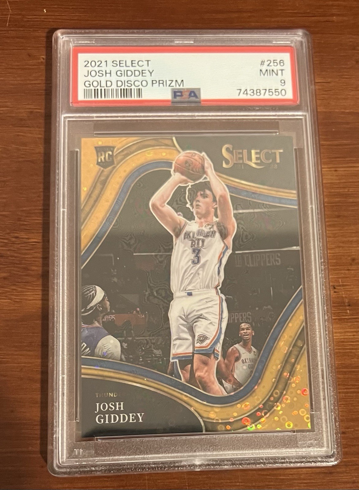Josh Giddey 2021-22 Select COURTSIDE #256 Fast Break Disco Gold /10 RC PSA 9