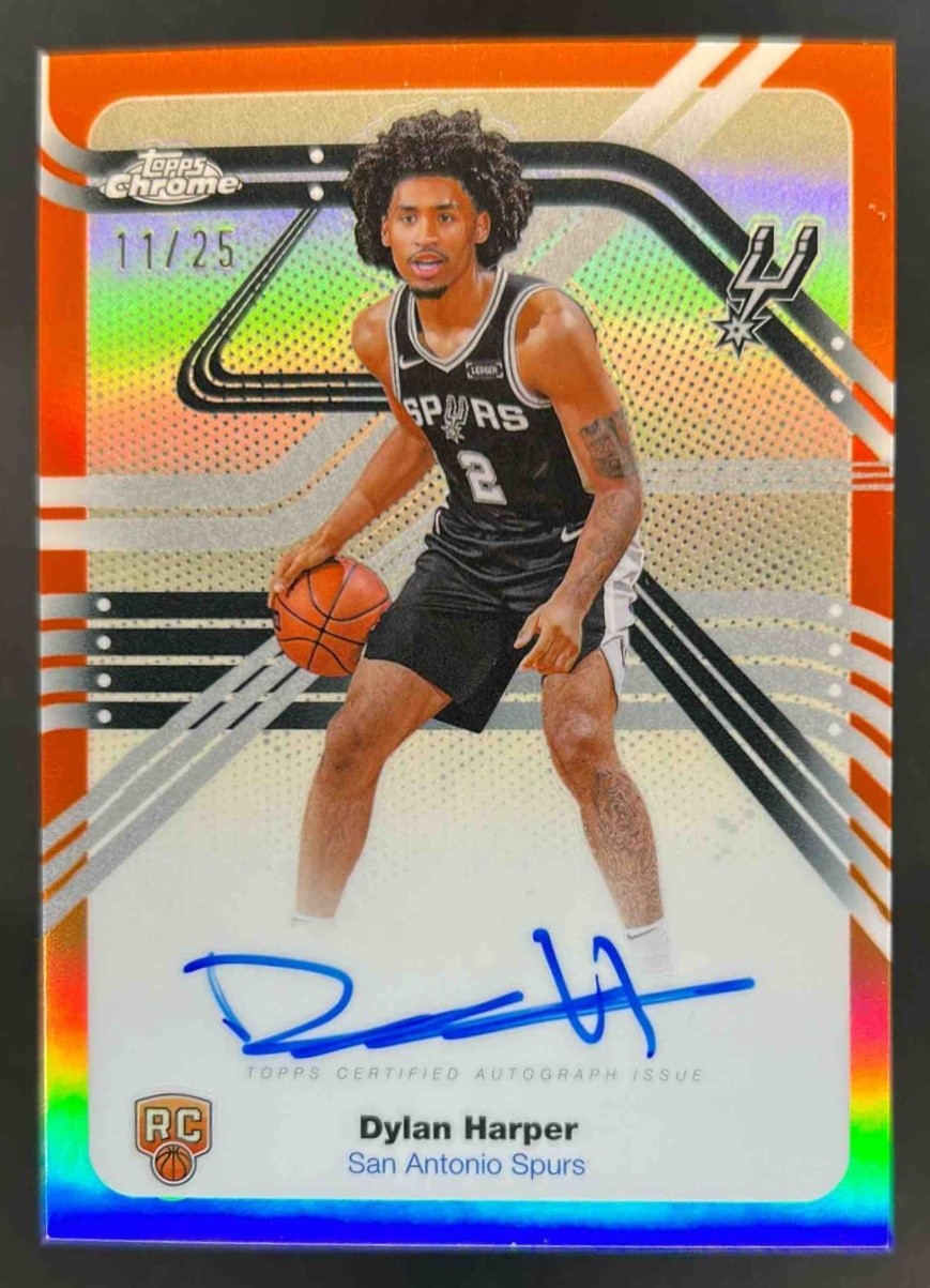 2025-26 Topps Chrome Dylan Harper Next Stop RC Orange Refractor Auto #11/25