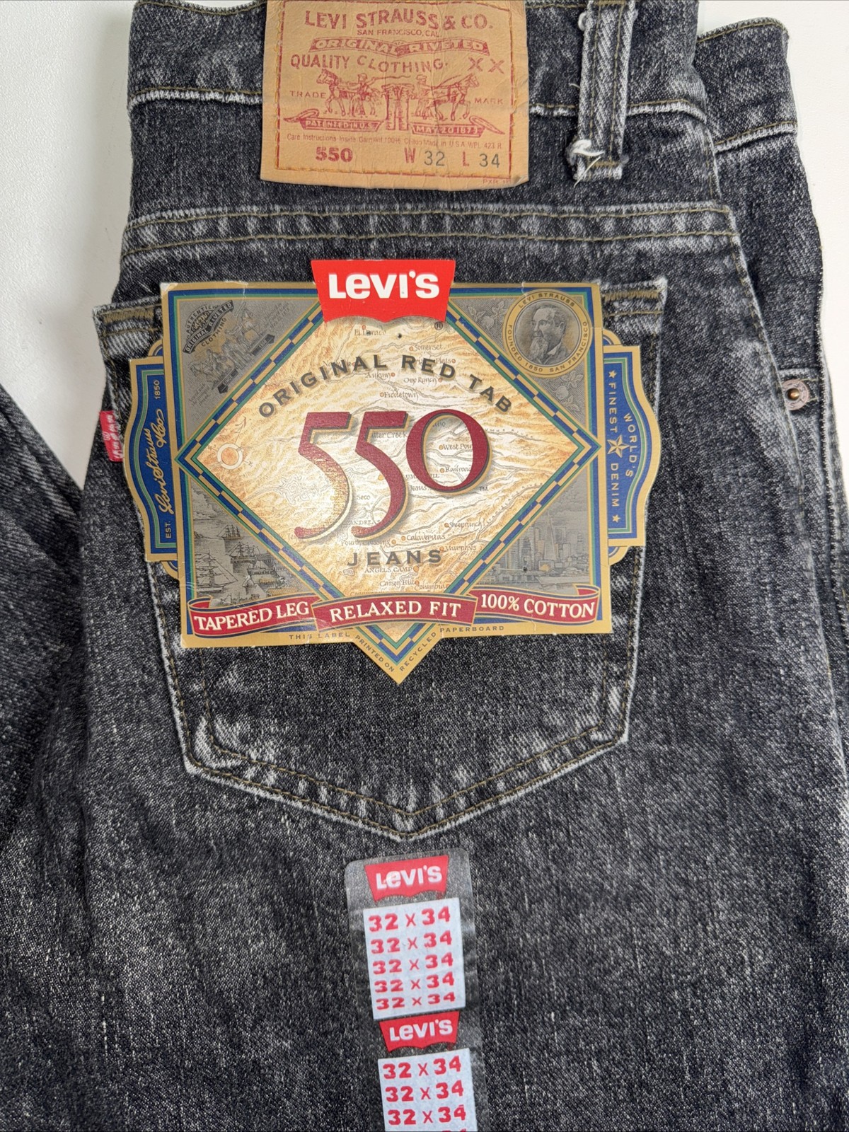 Vintage Levis 550 Jeans 32x34 NWOT Made in the USA Faded Black
