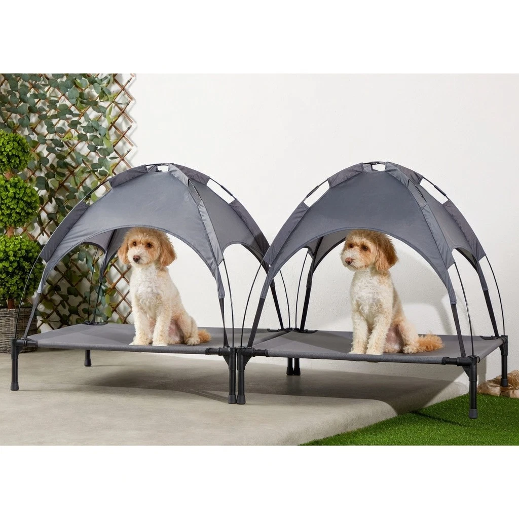Petlicity Elevated Dog Bed Pet Canopy with Sunshade Pack of 2