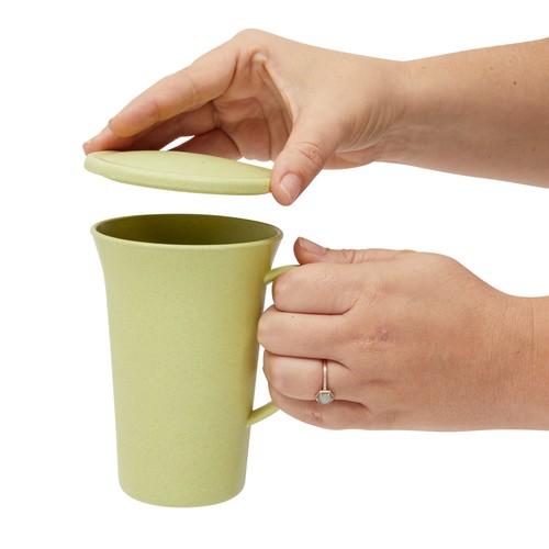 15 oz Wheat Straw Mugs with Handle, Set of 6 Unbreakable Coffee Cups with Lids - Picture 6 of 9