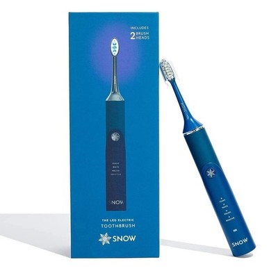 Snow LED Electric Toothbrush Blue 2 Brush Heads Whitening Smart Timer USB charge