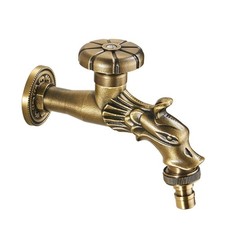 Antique Clor Brass Dragon Wall Mounted single cold water Tap Outdoor Yard Faucet