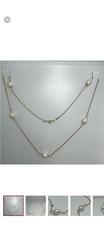 NEW 14K Yellow Gold Station PEARLS Necklace