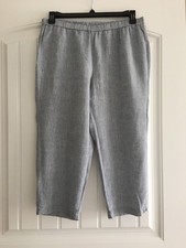 EILEEN FISHER 100 ORGANIC LINEN CHAMBRAY ELASTIC WAIST PANTS SIZE M