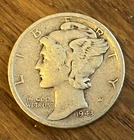 1943-S Mercury Dime San Francisco WWII Era 90% Silver Winged Liberty US Coin 10c