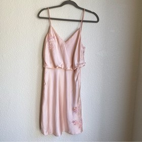 Agent Provocateur Edenn Silk Embroidered Peach Pink Blush Chemise Slip Dress