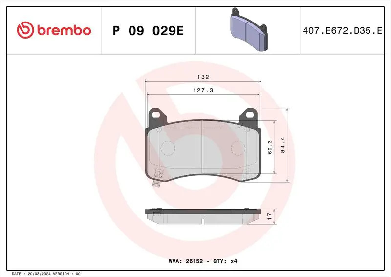 Pastiglie freno P 09 029E BREMBO per TESLA MODEL Y