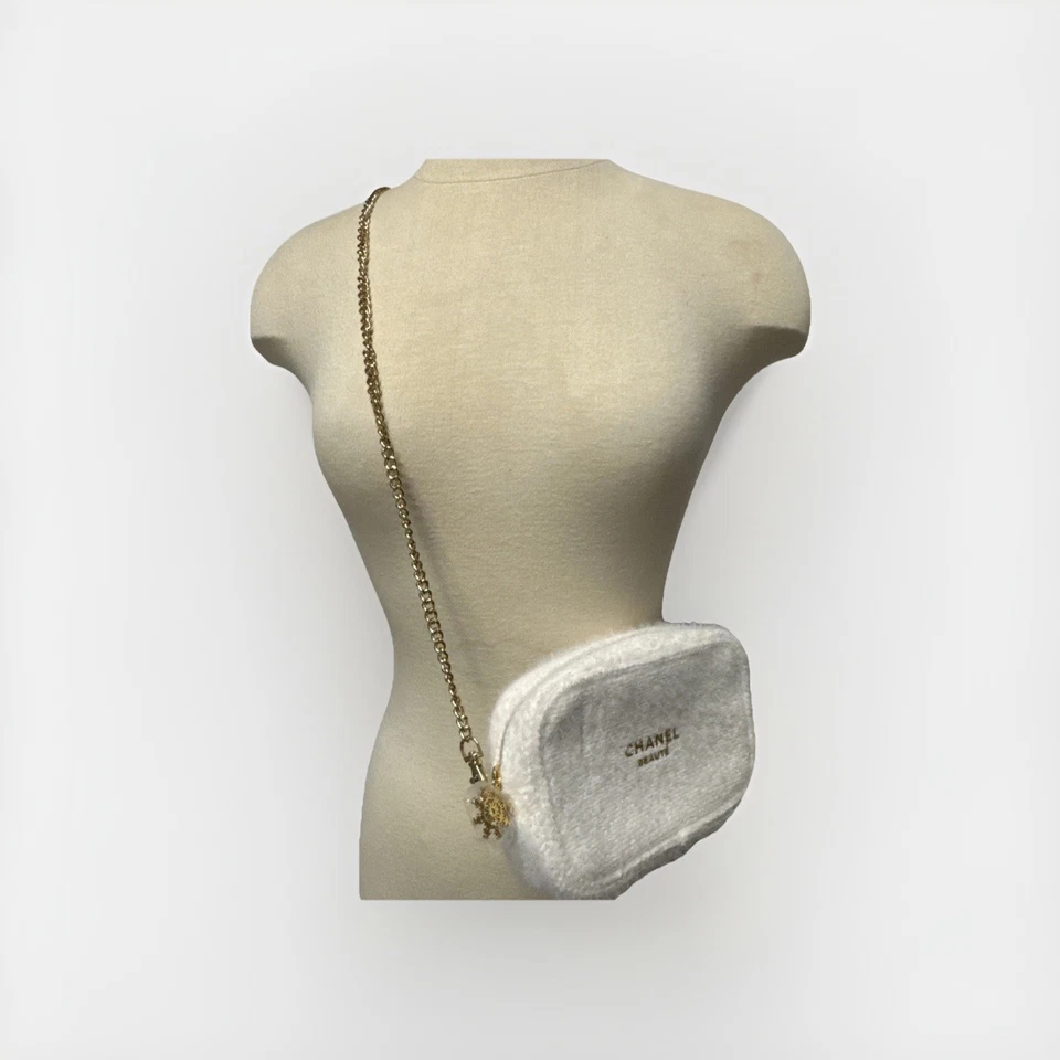 Chanel Bandolera Belleza Blanco Tweed Difuso Bolsa Cosmética Bolso de Vacaciones Foto 2 de 4