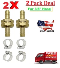3/8" Garden Brass Mender End Repair Kit Hose Connector Male Female (2 Pack)