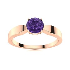 Natural Amethyst 925 Sterling Silver Solitaire Engagement Womens day Ring