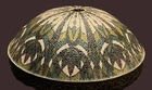 VTG Tiffany Style Mosaic Pattern Glass and Brass-like Swag Lampshade SHADE ONLY