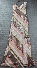 Violet Weekend Gown Juniors Size 3/4 Stripe Sequin Lace Up Back Side Slit