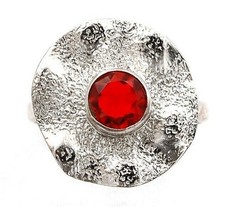 Natural Fire Garnet 925 Solid Sterling Silver Ring Sz 6.5,