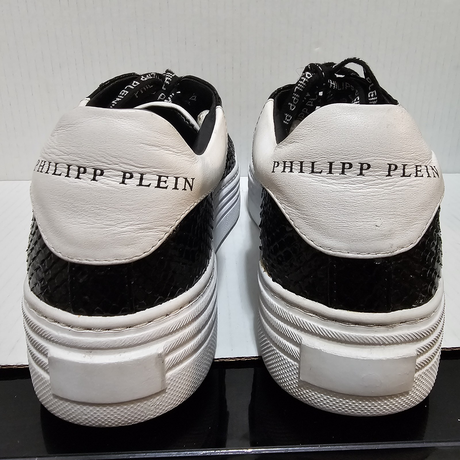 Phillip Plein Black White Python Embossed Leather… - image 6