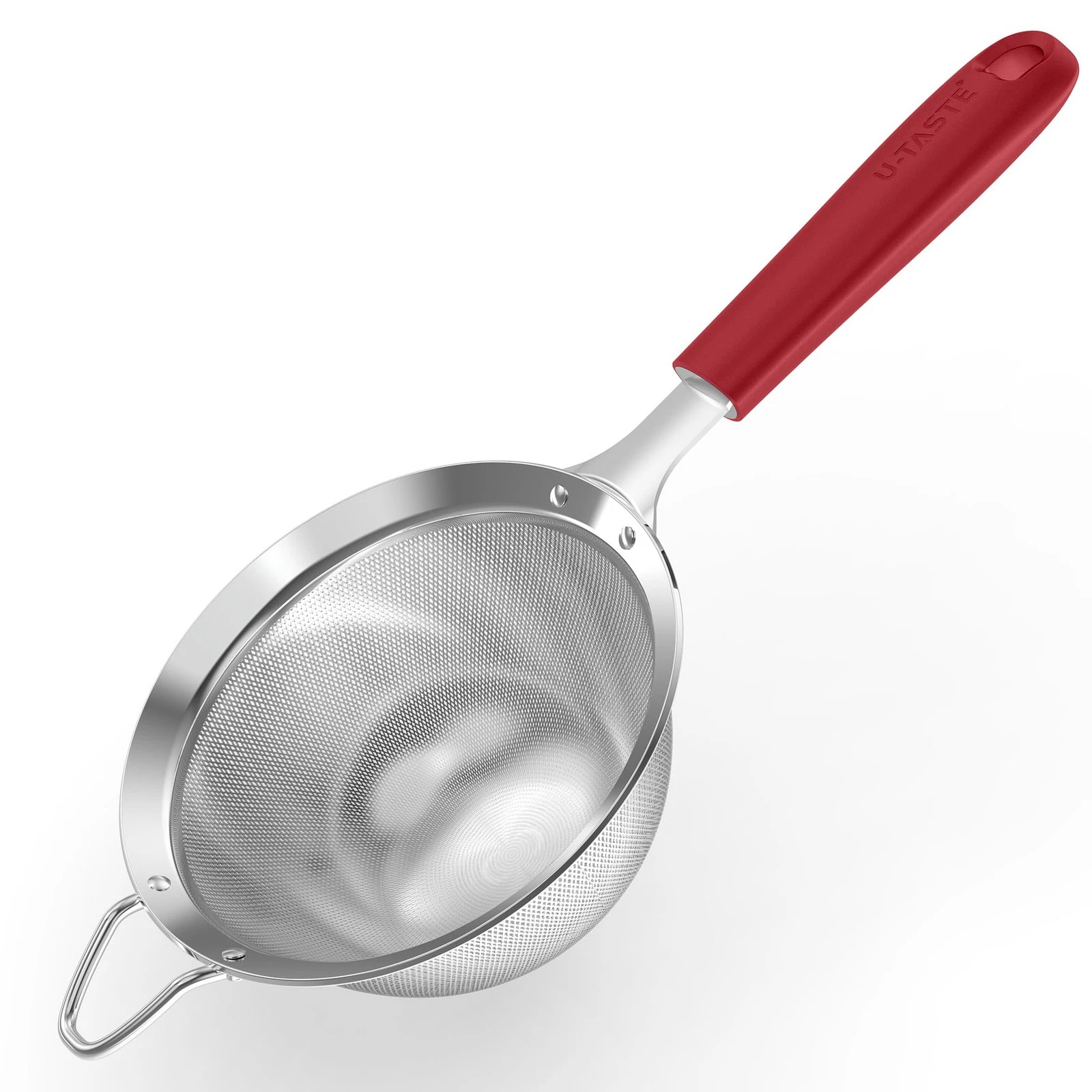 Red 4.73 Inch 18/8 Stainless Steel 30 Mesh Medium Fine Kitchen Strainer