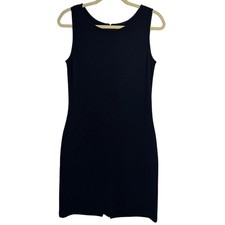 St. John Caviar Knit Black Sleeveles Sheath Dress Classic Minimalist LBD Women 6