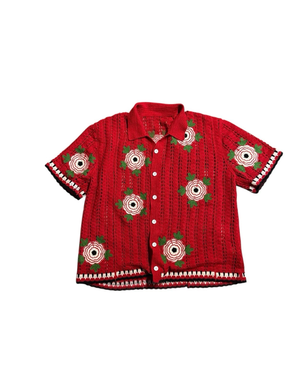 Geometric Crochet Relaxed Shirt Floral. Red & White FREE SHIPPING XL
Opens in a new window or tab