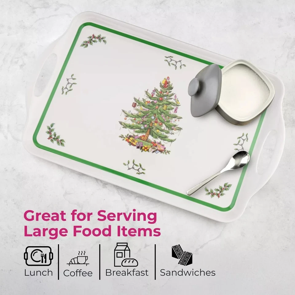 NEW Christmas Tree Large Handled Tray Festive Melamine Serving Spode Pimpernal - Image 4 of 4