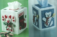 CUDDLY SNOWBEAR & CHRISTMAS WISHES TISSUES PLASTIC CANVAS PATTERN INSTRUCTIONS