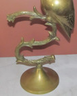 14" Brass Owl on a Branch Large Figurine Vintage 1960's Tree Stand Bird of Prey — photo 3