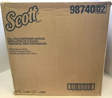 Scott Full Fold Dispenser Napkins, 11.8" x 12.9",  White, 24pks of 250, 6000ct