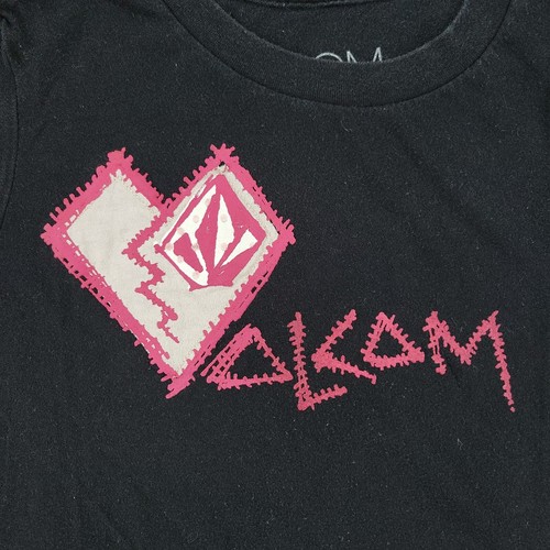 Volcom Shirt Girl Large Black Logo Spell Out Graphic Tee Crew Neck Short Sleeve - Picture 2 of 12