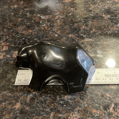 Baccarat France Crystal Oursons Black Bear Cub Figurine Signed X2