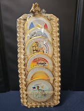 Capiz Shell Philippines Handcrafted Woven Holder Six Coaster Set Brass Trim New