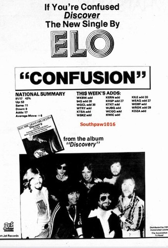 1979 ELO "Confusion" Song Release Music Industry Promo Reprint Ad
