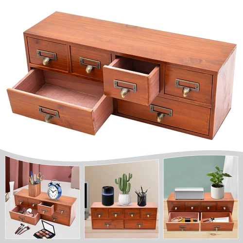6 Drawers Desktop Dresser Wooden Storage Dressers Chests of Drawers for Bedroom - Picture 16 of 21