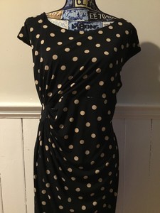Dress Barn Women S Dress Black And Gold Polka Dots Size 14 Ebay