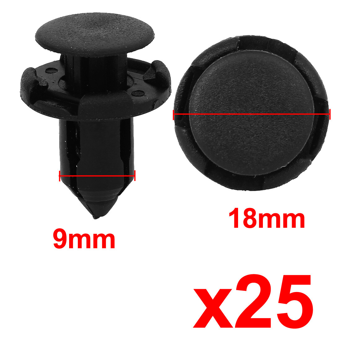 Rivetti In Plastica Per Auto - Set Da 50 Pezzi - Per Fori 9mm - Grigio - Foto 8