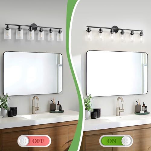 Modern Bathroom Vanity Light Fixture Matte Vanity Light, Bathroom 6-Light Black - Picture 5 of 7