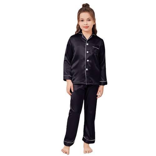 US Kids Girls Boys Silk Pyjamas Long Sleeve Satin PJs Sets Nightwear Sleepwear - Picture 51 of 58