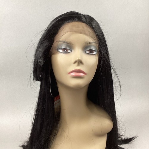 GOT #1 Jet Black Human Hair Blend Lace Front Wig Long style with a curtain bang - Picture 2 of 9